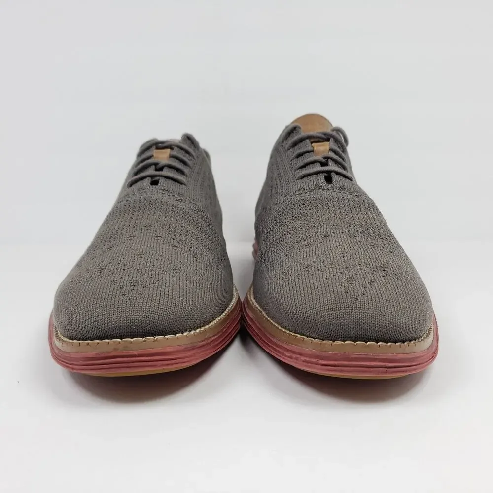 Cole Haan Original Grand Mens Size 13 Gray Red Knit Wingtip Oxford Shoes C35980
